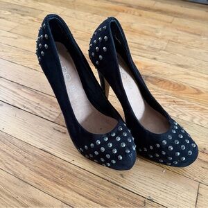Aldo Black Velvet Studded Heels